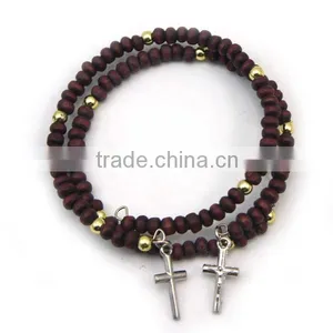 High Quality Wood Rosary With a Alloy Cross,deployment Buckle Bracelet,catholic Bracelet thumbnail-1