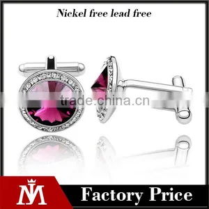 Purple Crystal Metal Cufflinks Customized Wedding Accesories Cuff Link for Man thumbnail-1