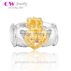 Custom Engarving 18K Gold Plating Charms Solid European Tube Bead 925 Sterling Silver Beads Wholesale 14K Gold Charms Bead thumbnail-1