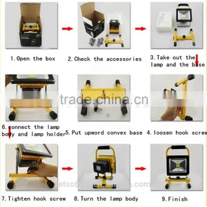 2016 New IP65 50w 100w Portable Rechargeable Floodlight Fishing Boat Led Flood Light With CE ROHS Warm White 3 Years Warranty thumbnail-3