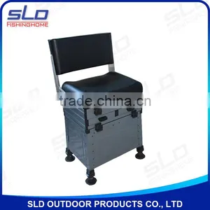 Aluminum Fishing Tackle Tool Seat Boxes With Backrest With Wooden Side Drawer thumbnail-1