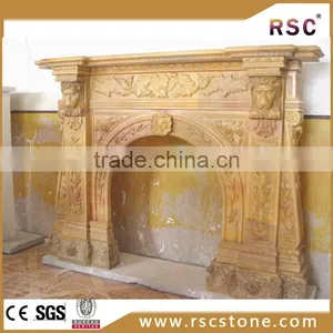 Special Brown Pillar Male Lion Carved Fireplace Mantel thumbnail-1