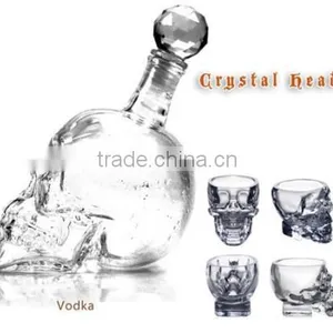 Haonai Wholesale 750ml 1000ml Glass Vodka Whisky Wine Skull Bottles With Stopper thumbnail-3