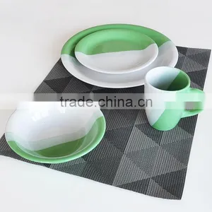 16pcs Two-tone Ceramic Dinnerware Set,stoneware Two-tone Dinner Set,16pcs Ceramic Dinnerware Set With Solid Colors thumbnail-3