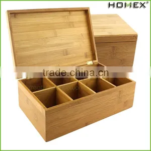 High Quality Eco-friendly Personalized Solid Bamboo Tea Box With Bamboo Lid/Homex_Factory thumbnail-1