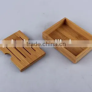 Double Layer Separable Bamboo Soap Box Rectangular Soap Dishes thumbnail-3