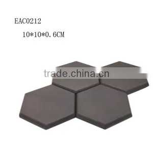 World-wide Regional Feature Black Hexagon Coasters Set thumbnail-1