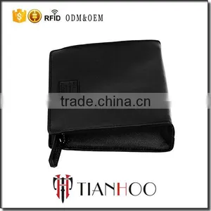 Black Leather Portfolio Small Hand Bag Genuine Leather Ladies Clutch Bag thumbnail-1