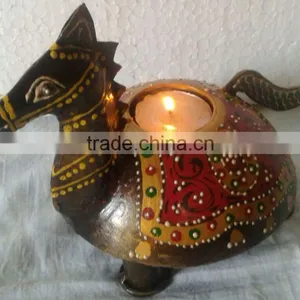 IRON PAINTED HORSE CANDLE TEA LIGHT thumbnail-1