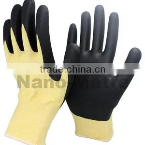 NMSAFETY 13 Gauge Soft Yellow Color Liner pu Cut Resistant Gloves Anti Cutting Gloves thumbnail-1