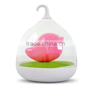Dimmable Lamp 3d Bird LED Night Light With Rotary Handle and Battery,in Indoors and Outdoors Color Pink thumbnail-1