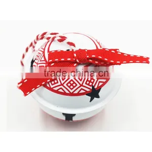 NEW Design 2017 Red White Snow Flower Holiday Tree Hanging Ornament Christmas Decorative Metal Bell thumbnail-4