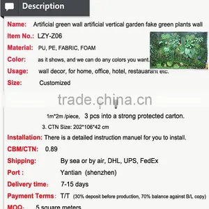 Artificial Vertical Garden Artificial Plant Wall Decorarion Fake Green Wall thumbnail-2