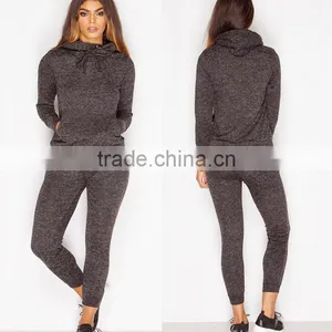 Cotton Polyester Tracksuit For Adults Plain Blank Active Charcoal Grey Track Suit Custom Design Jacket Sweatpants Sports thumbnail-1