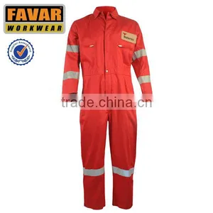 EN533 Red Oil Field Anti-flame Reflective Tape Coveralls thumbnail-1