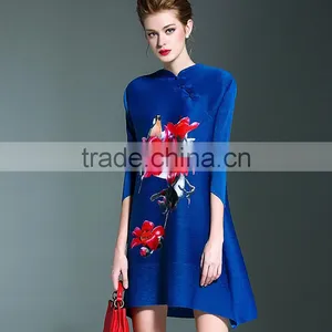 Fashion Woman Pleat Mandarin Collar Chinese Dresses thumbnail-5