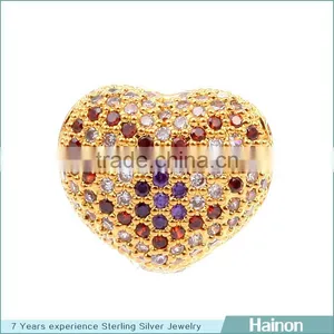Small Hole Love Shape Beads Pave More Color Zircon for Bracelet Handmade Jewelry thumbnail-1