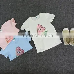 Wholesale Children T-shirt Sweet Color Cartoon Watermelon Printed T-shirt for Kids Round Neck Girls T-shirt thumbnail-2