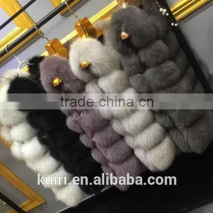 100% Real Genuine Fox Fur Long Vest Gilet Waistcoat Jacket Ladies Luxury Warm thumbnail-3