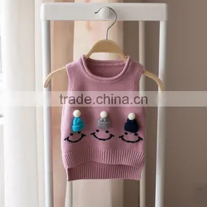 S32887W New Spring Korean Girls Knitted Baby Sweater Wild Kids Coat Cute Waistcoat thumbnail-4