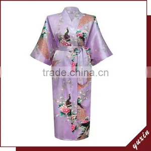 Women Robe Peacock Satin NightGowns,Satin Night Dress NG017 thumbnail-1