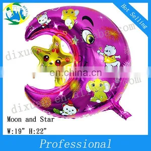(DX-QQ-0039)W:19" H:22" MOON AND STAR METALLIC BALLOONS thumbnail-1