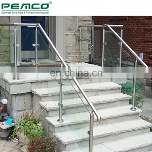 Indoor Staircase Glass Balustrade Post Stainless Steel Stair Glass Railing Clamp Designs thumbnail-6