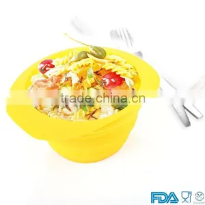 FDA Food Grade Colored Collapsible Silicone Bowl Siliocne Salad Bowl thumbnail-2