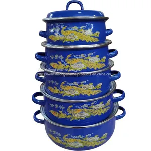 5pcs Vitreous Enamel Pot Enamel Tableware 5 Pcs Enamel Cookware Set thumbnail-1