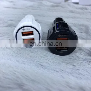 Wholesale Metal Fast Charger 2A USB Adapter Dual 2 Port Universal Mobile Phone USB Qc3.0 Car Charger for IPh thumbnail-4