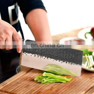 8 Inch Chinese Style Forged Hammered Stainless Steel Kitchen Meat Cleaver Chopping Knife With Wood Handle Slicing Knife thumbnail-4
