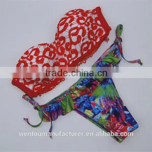 2016 Summer Style Print Floral Bikini Swimwear Sexy Biquini Feminino Padded Swimsuit Quality Choice thumbnail-4