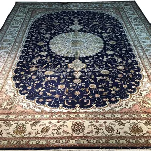 Blue Carpet Handmade Silk Persian Carpets 6x9ft thumbnail-2