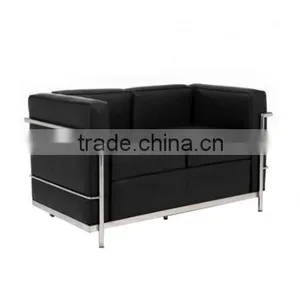 Replica Graceful French Design Comfortable Italian Genuine Leather 2 Seater LC2 Sofa for Commercial Use Office thumbnail-1