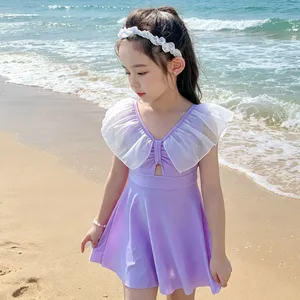Girls' One-Piece Swimsuit Quick-Drying Sleeveless Polyester Spandex Shell Print Cute New Style Wholesale thumbnail-4