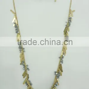 FASHION BEADED DISCS LONG NECKLACE EARRING SET thumbnail-1
