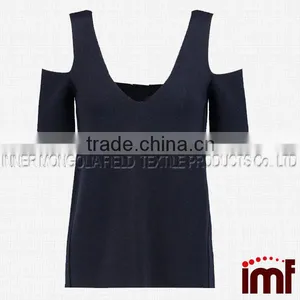 Cold Shoulder Sweater,Open Shoulder Sweater Top thumbnail-1