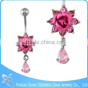 New Season Hypoallergenic Stainless Steel Dangle Cute Pink Star Diamond Navel Piercing thumbnail-4