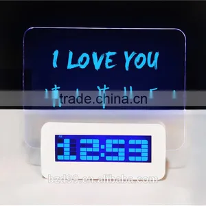 New Promotional Multi-functional USB HUB Electronic Digital Timer Transparent LCD LED Memo Board Alarm Clock thumbnail-2