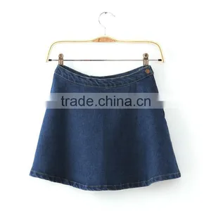 2015 Fashion European Casual Latest Design Knee Length Sexy Ladies Girls Short Denim Skirt Pattern thumbnail-4