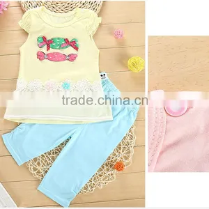 2016 Baby Girl Summer Set Chest Applique Girls Boutique Clothing Sets Children's Clothing Sets for Girls thumbnail-4