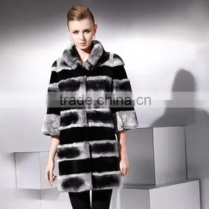 Rex14015 2014 Winter Rex Rabbit Chinchilla Color Fur Coat thumbnail-1