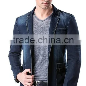 Vogue Blue Men's Fashion Trend Denim Jackets Short Jean Coat With High Quality thumbnail-1
