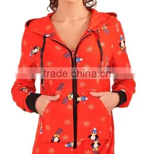 Women Cotton Sweat Women's Fleece Footless Onesie/Ladies Formal Jumpsuit/Adult Casual Cotton Romper thumbnail-2