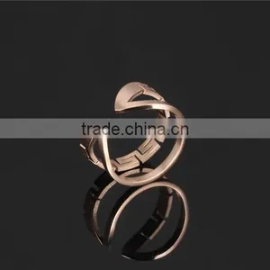High Quality Jewellery Rose Gold Plated Stainless Steel Cuff Double Ring thumbnail-4