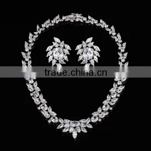Elegant Clear Waterdrop AAA+ Cubic Zirconia Necklace With Earrings Top Quality for Women thumbnail-1