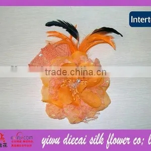 Wedding Artificial Peony Flower Brooch/hair Clip Double Use With Feather Decorated thumbnail-1