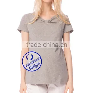 Custom Spandex Cotton Plain Blank Short Sleeve Maternity t Shirt thumbnail-2