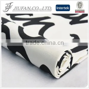 Jiufan Textile Polyester Roma Jersey Fabric Black and White Printed Fabric thumbnail-1