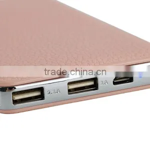 2016 High Quality Leather Surface Power Bank 12000mAh/10000mAh Slim Polymer Battery Charger thumbnail-1
